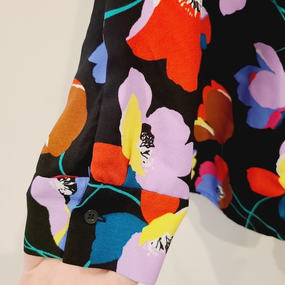 Halogen Bright Floral Oversized Long Sleeve Button Up Blouse - Picture 2 of 7